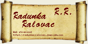 Radunka Ralovac vizit kartica